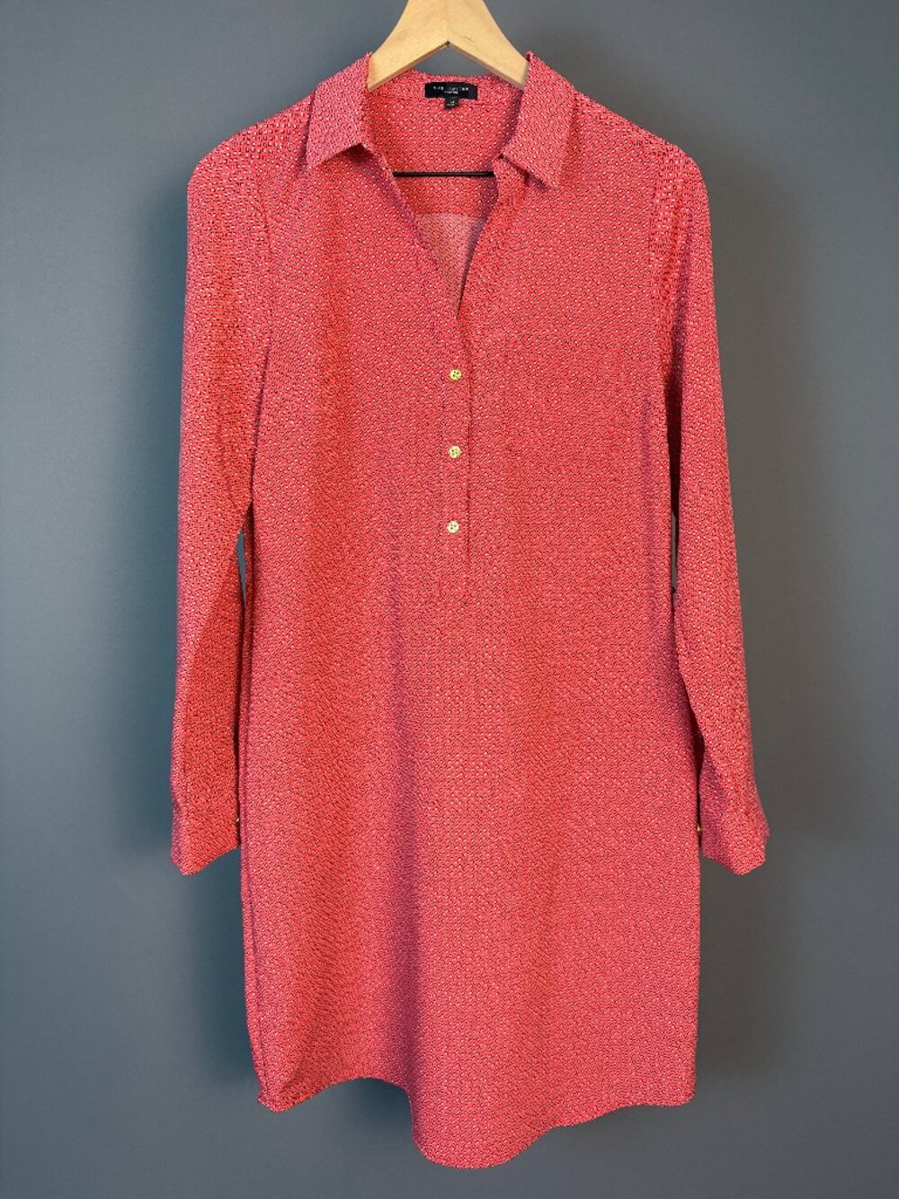 The Limited Ashton Red Geometric Shirt Dress Medium